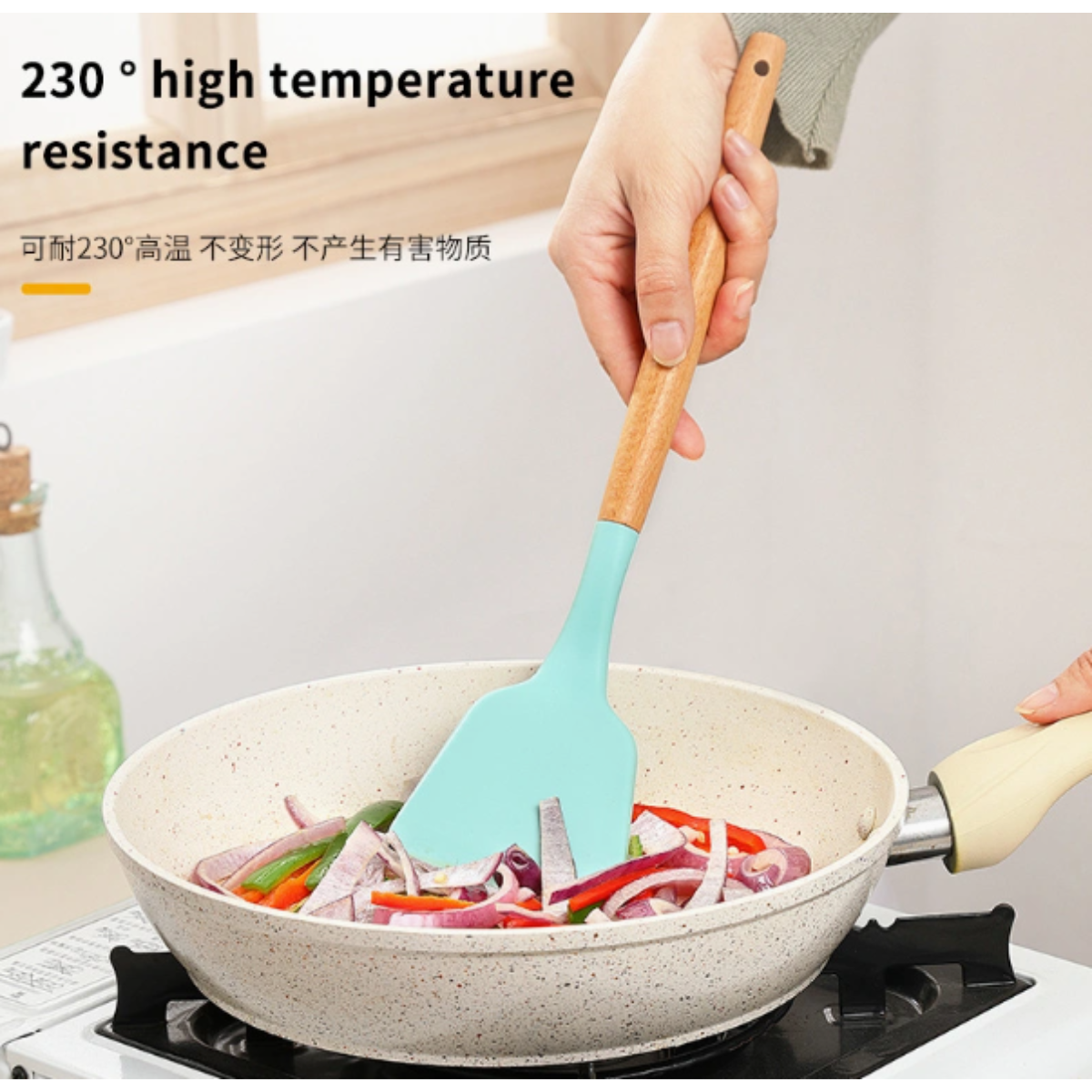 Set de Utensilios de Cocina de Silicona 19 Piezas con Base Organizadora