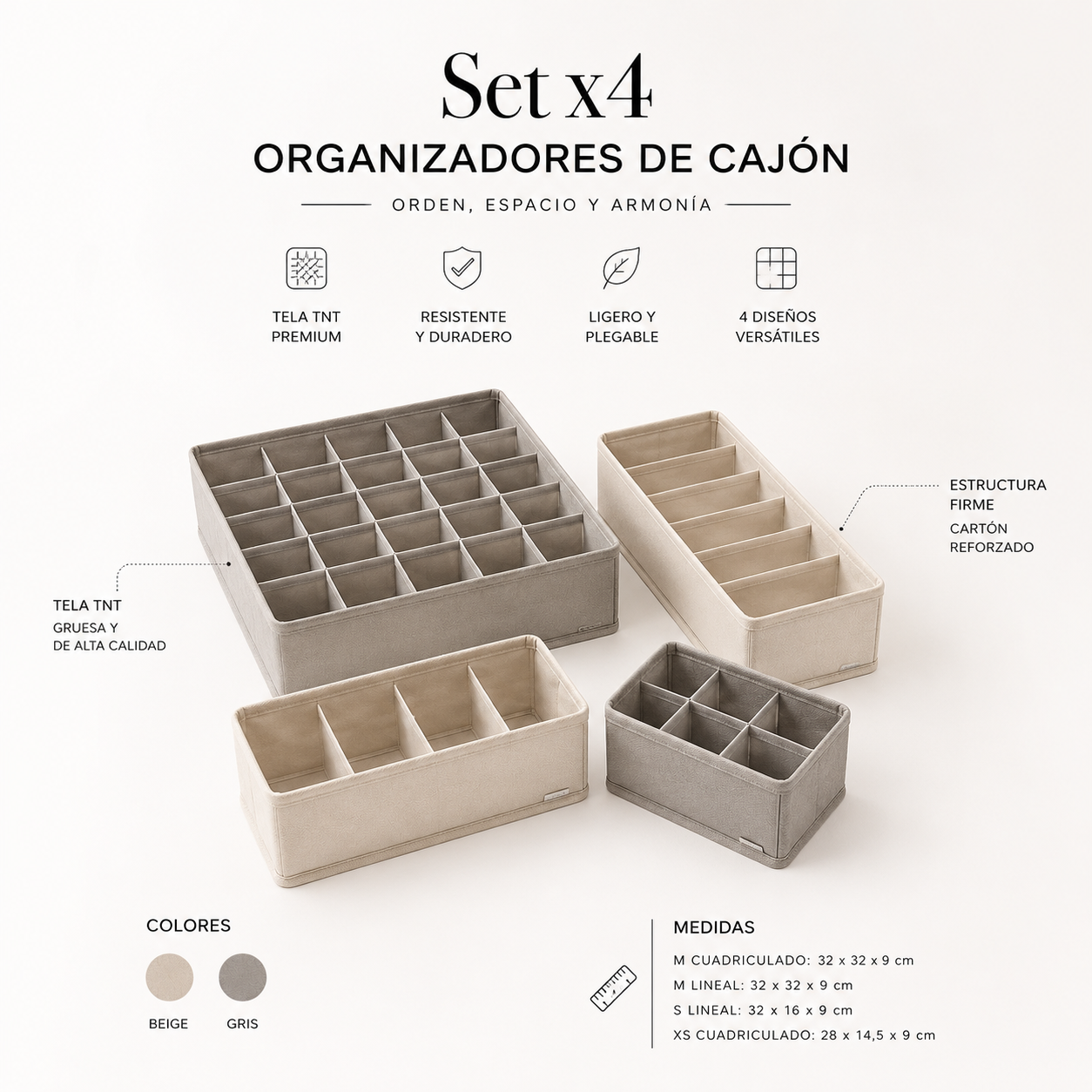 Set x4 Organizadores de Cajones | Orden y Espacio para tu Hogar